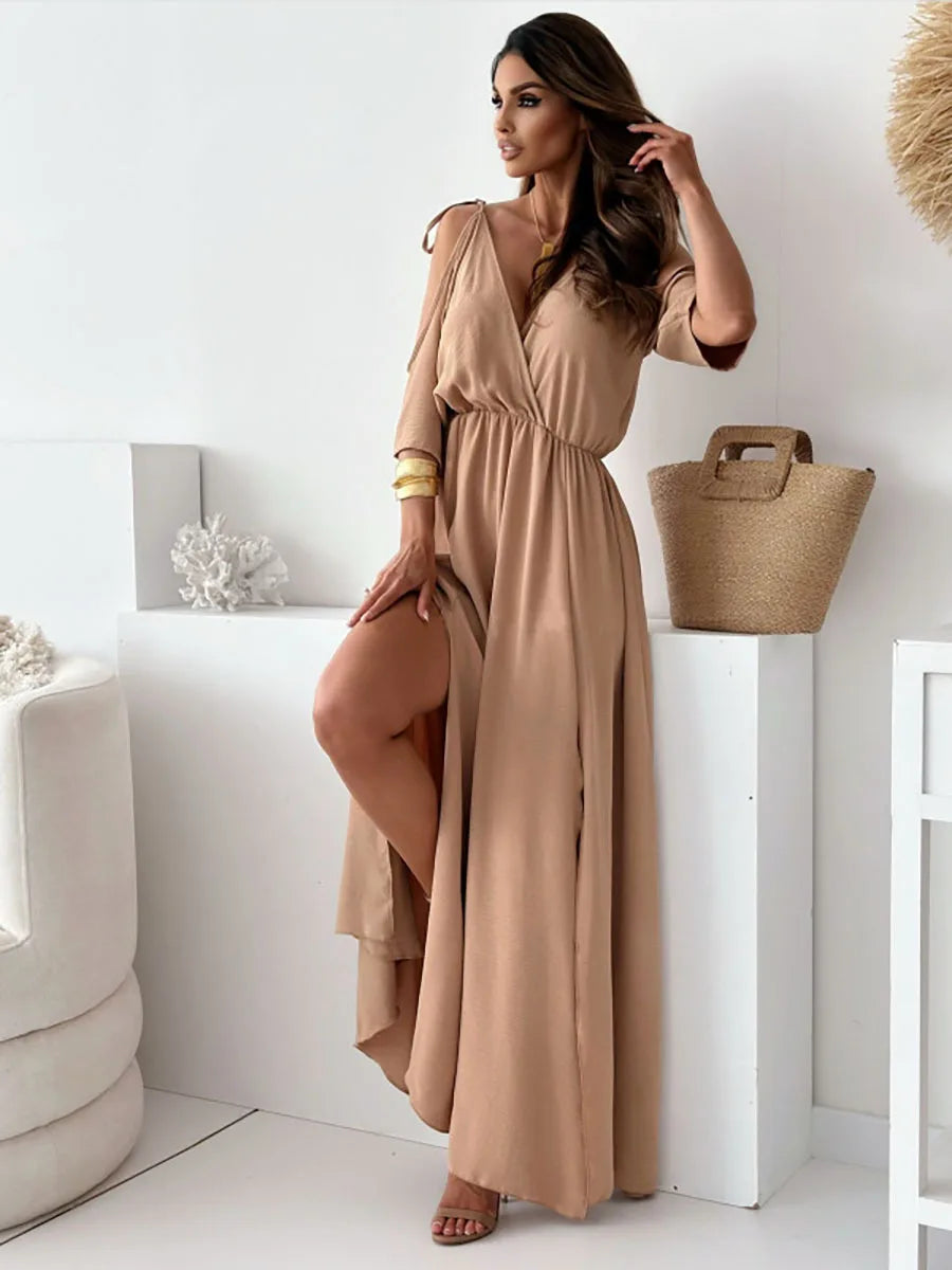 Karen | Elegant Cold-Shoulder Maxi Dress