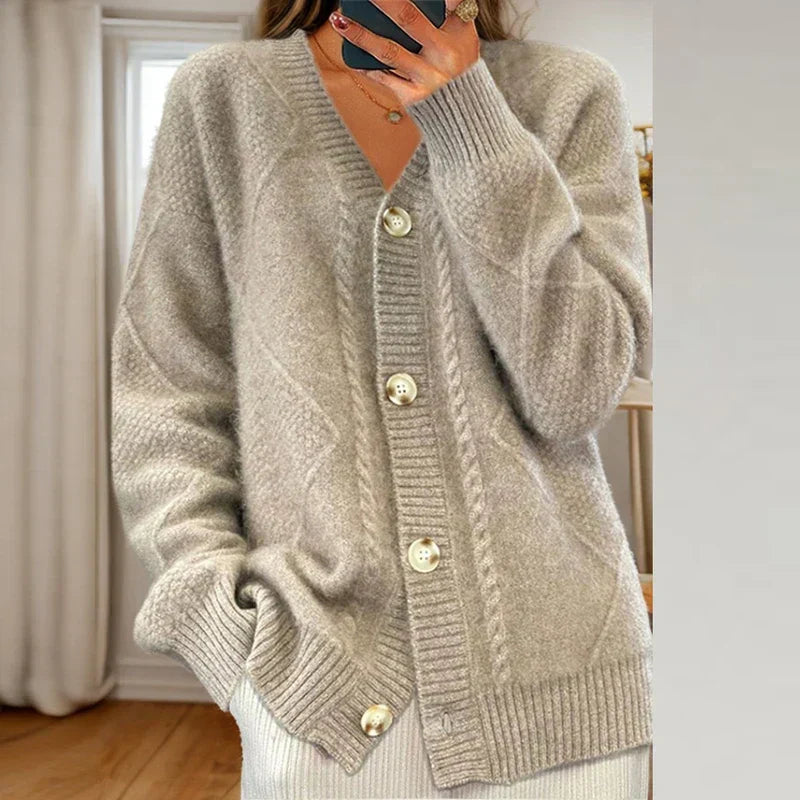Almeria | Women's Button-Front Cable Knit Cardigan
