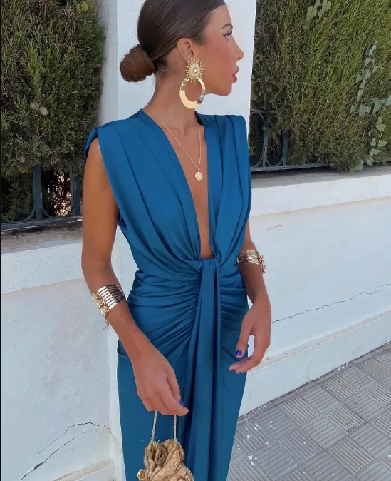 Nell | Elegant Pleated Maxi Dress