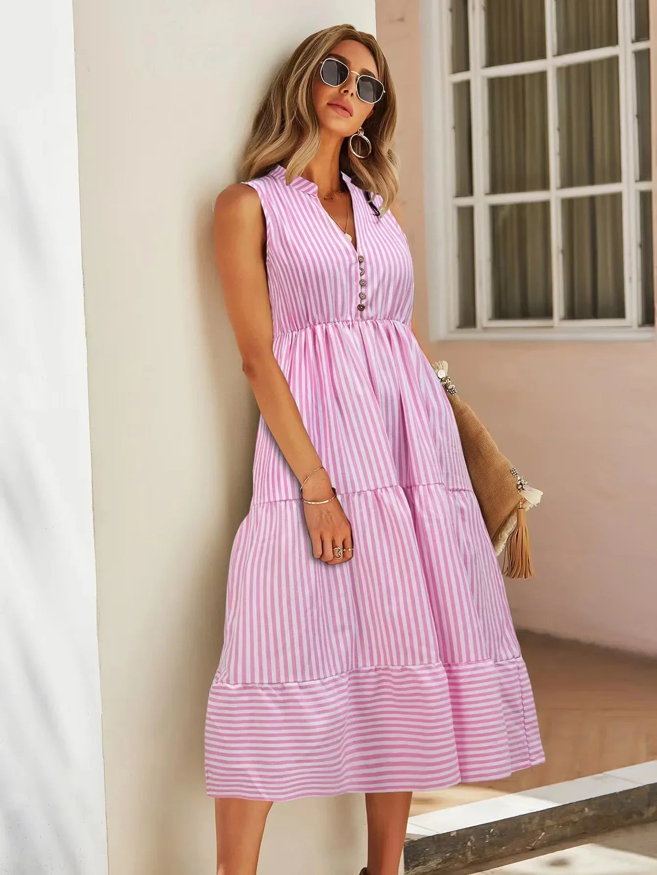 Leonie | Chic Striped Sleeveless Summer Dress