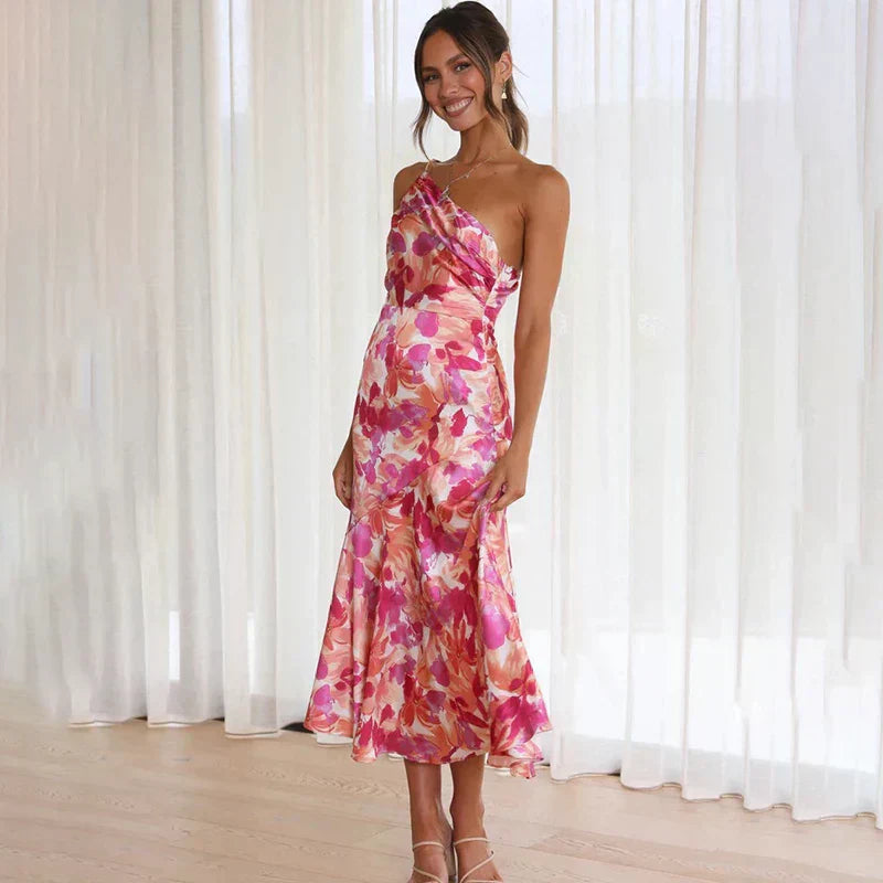 Molly | Chic Asymmetrical Floral Midi Dress for Any Occasion