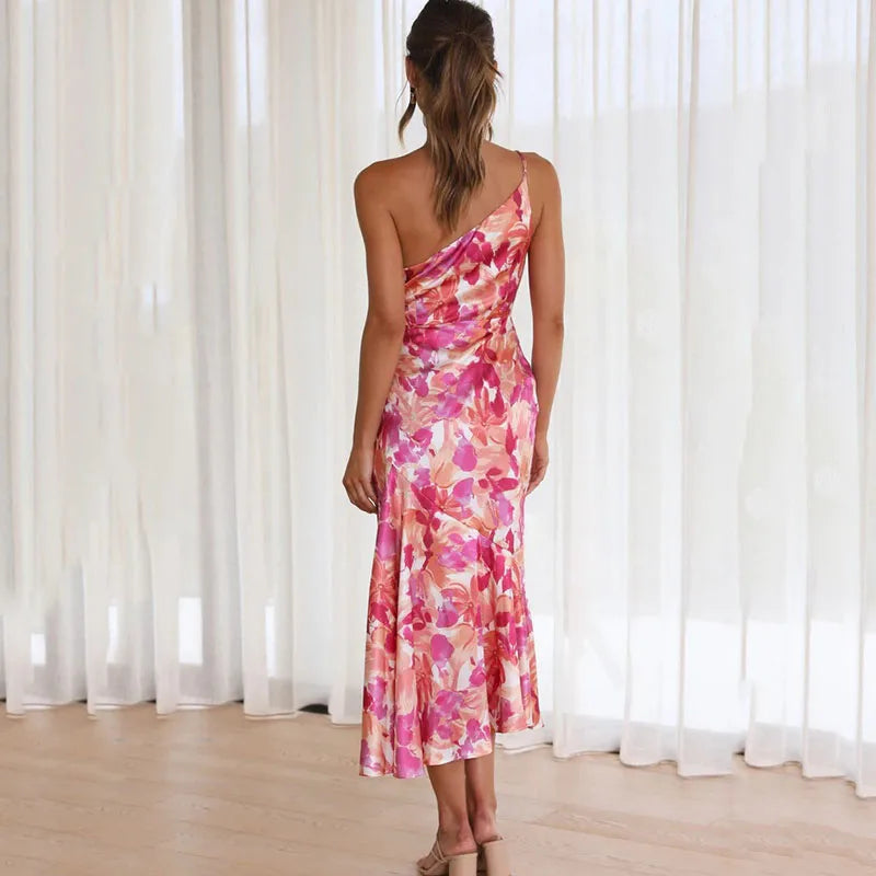 Molly | Chic Asymmetrical Floral Midi Dress for Any Occasion