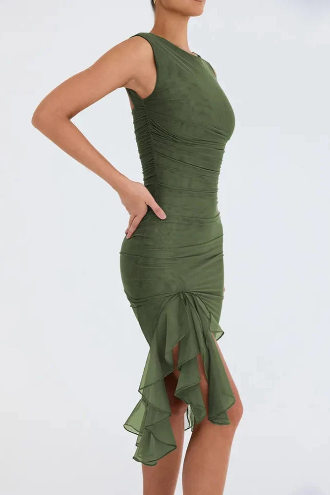 Lili | Chic Ruffle Midi Dress for Every Occasion