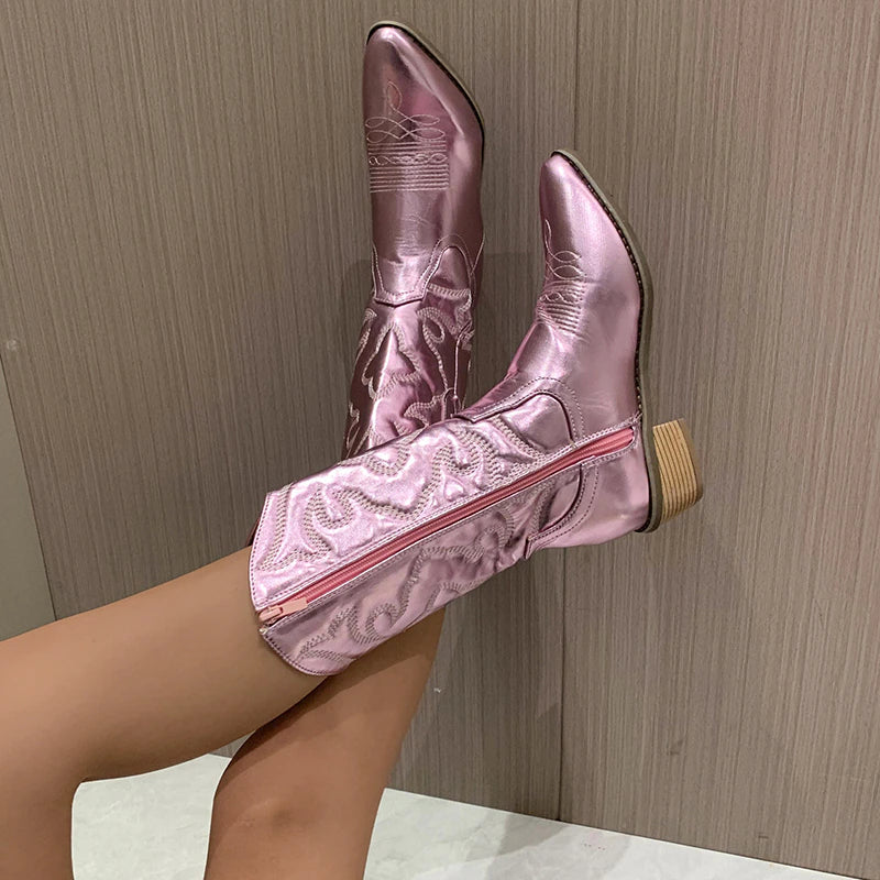 Birdie | Women's Embroidered Mid-Calf Cowboy Boots