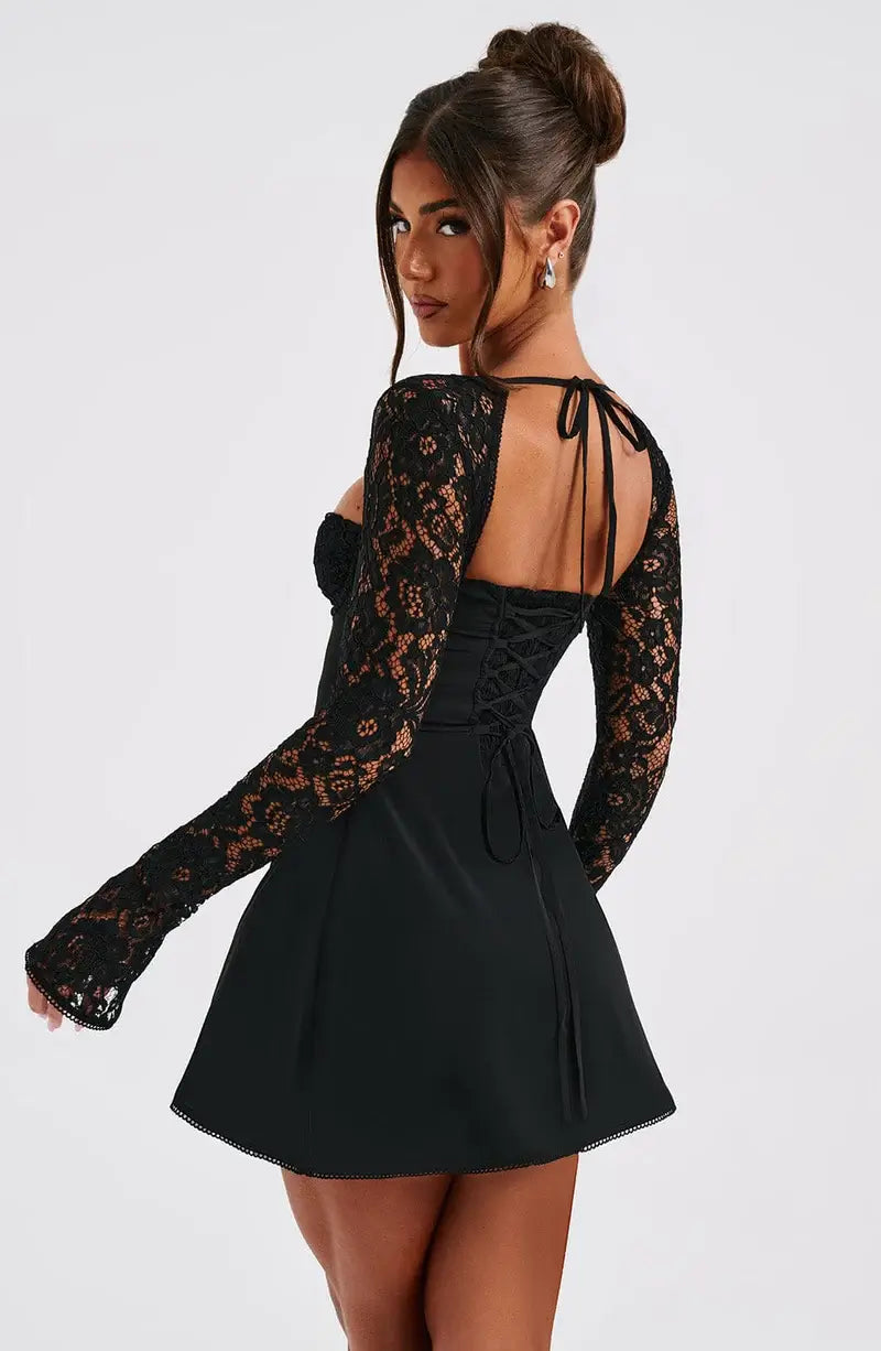 Pauline | Women's Lace Sleeve Bodycon Mini Dress