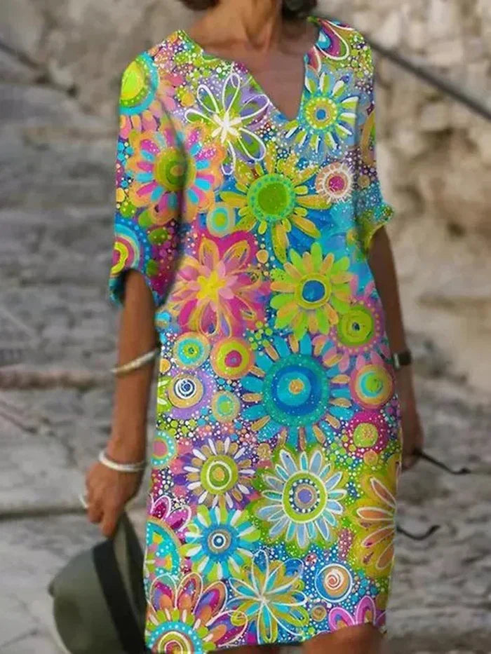 Kristen | Floral Radiant Dress - Vibrant and Stylish Elegance