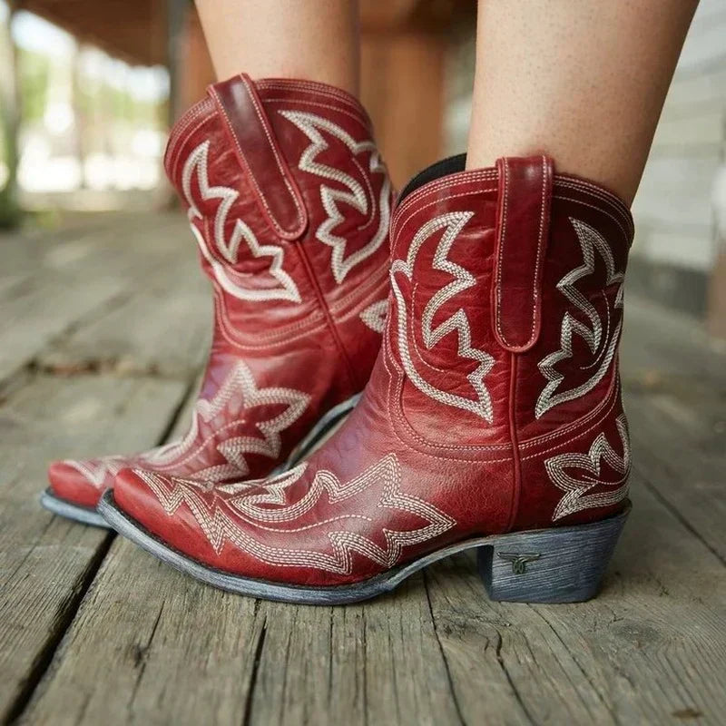 Ashlyn | Women's Embroidered Ankle Cowboy Booties