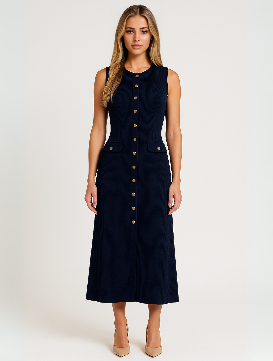 Marcella | Chic Midi Dress with Elegant Buttons