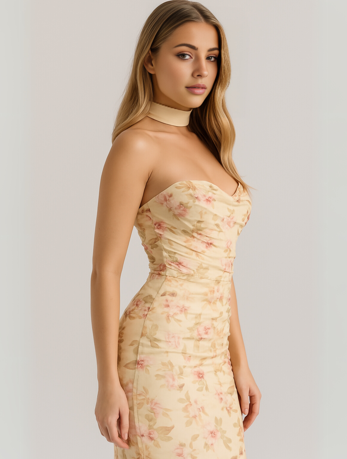 Marilyn | Elegant Strapless Choker Dress