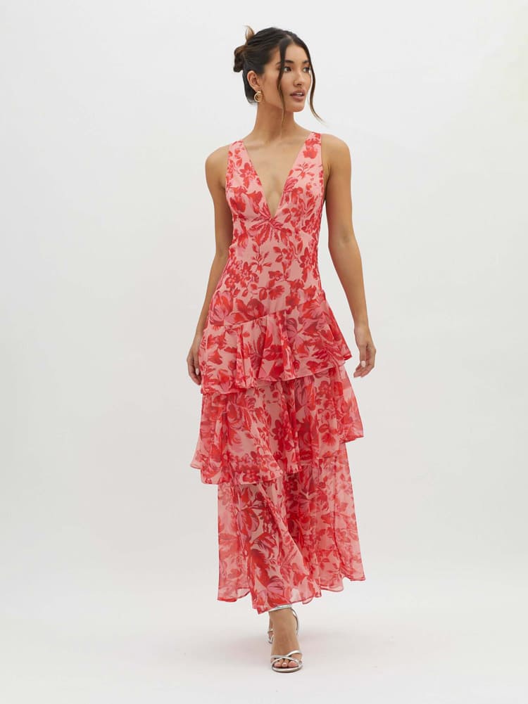 Melissa | Strappy Back Floral Maxi Dress for Effortless Spring Elegance