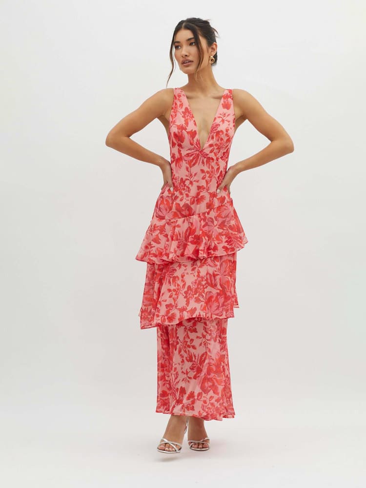 Melissa | Strappy Back Floral Maxi Dress for Effortless Spring Elegance
