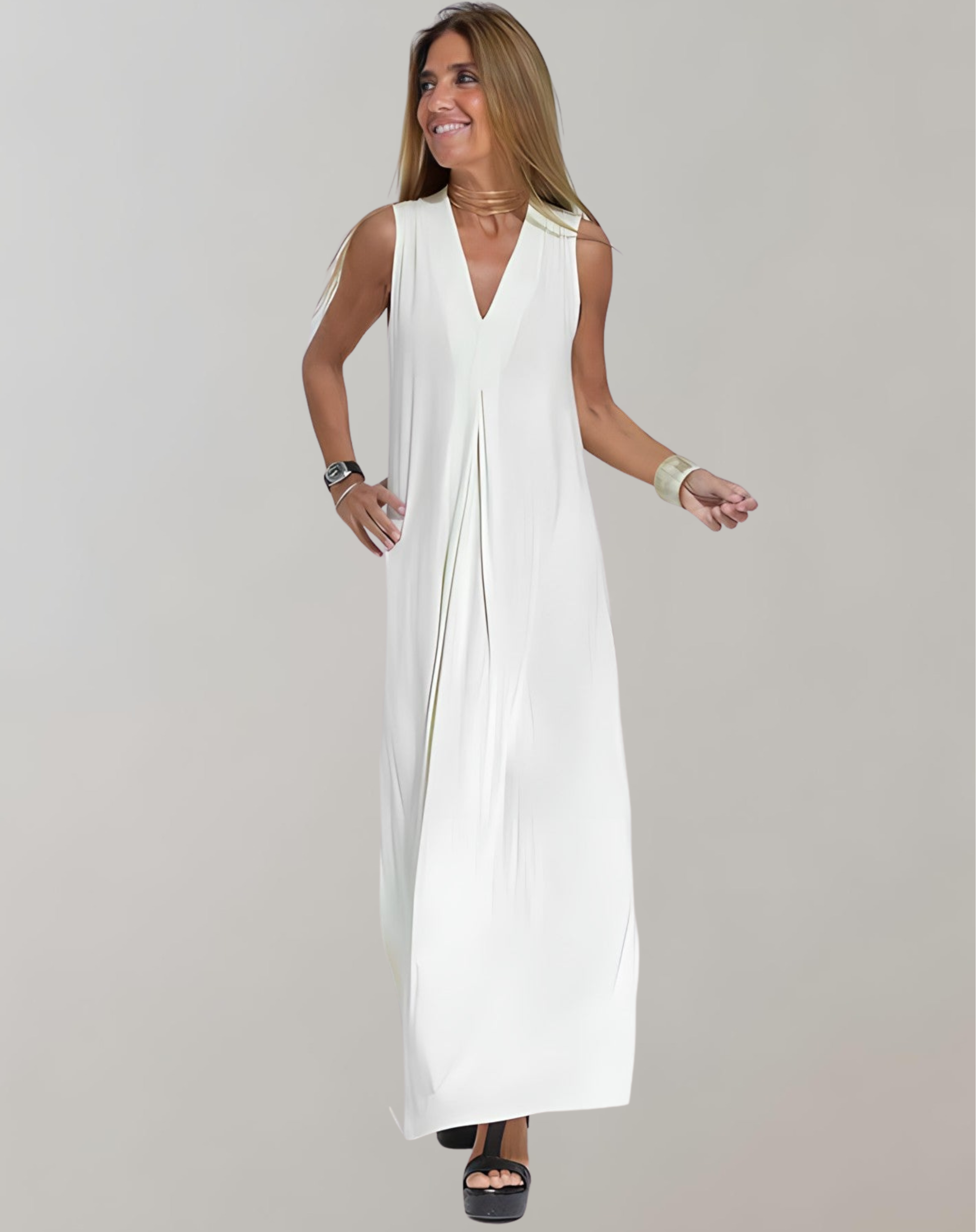 Linda | V-Neck Maxi Dress for Effortless Summer Elegance