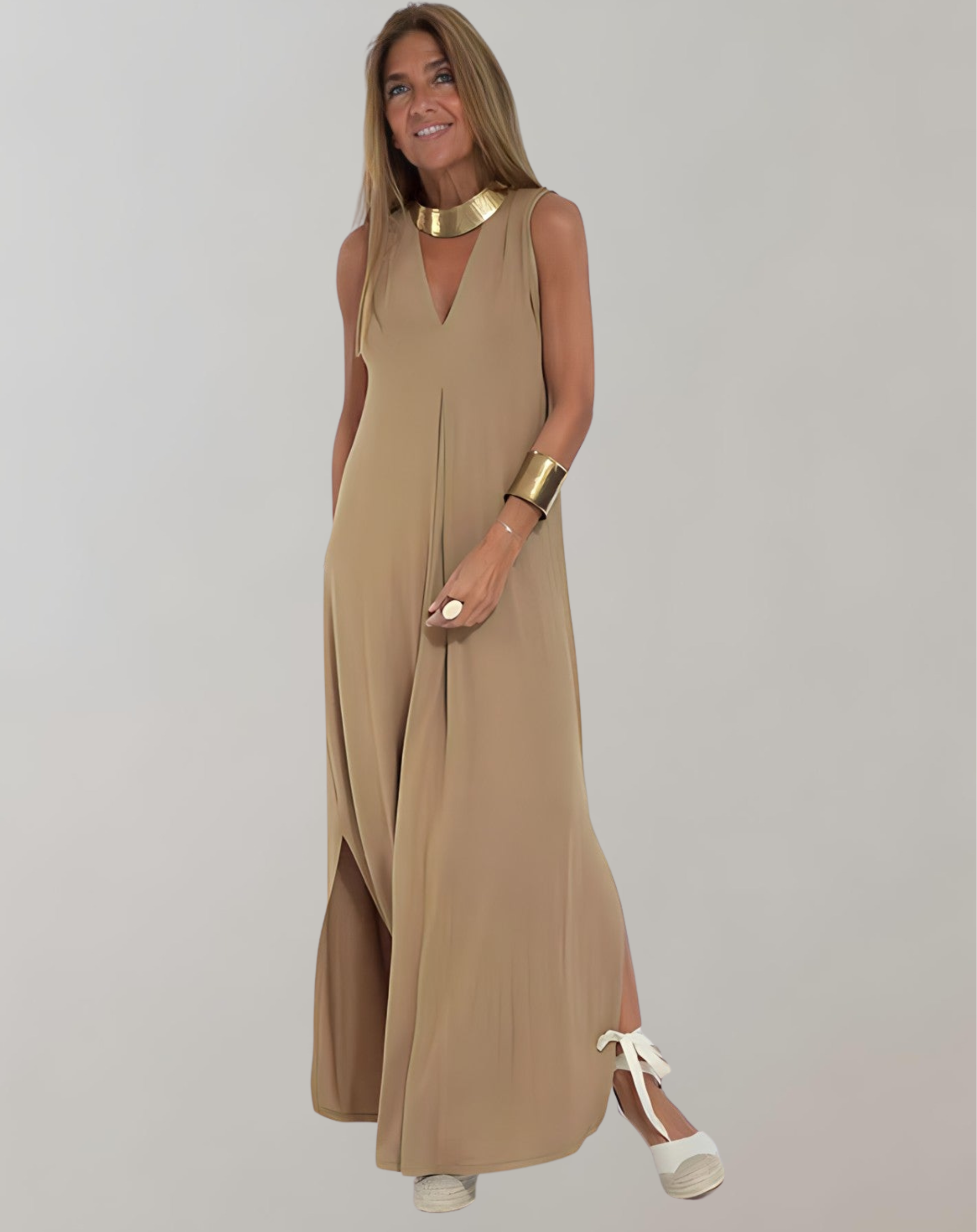 Linda | V-Neck Maxi Dress for Effortless Summer Elegance