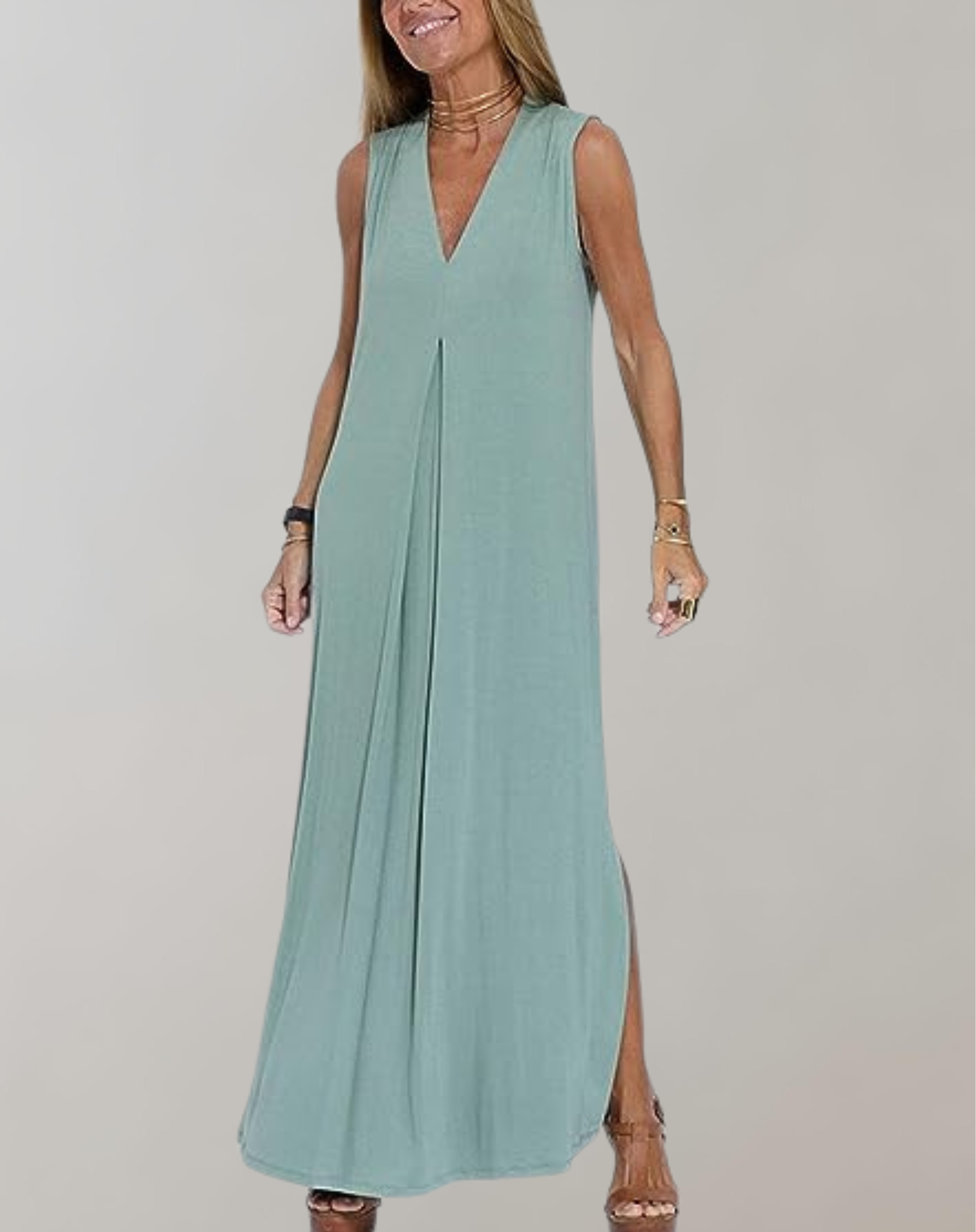 Linda | V-Neck Maxi Dress for Effortless Summer Elegance