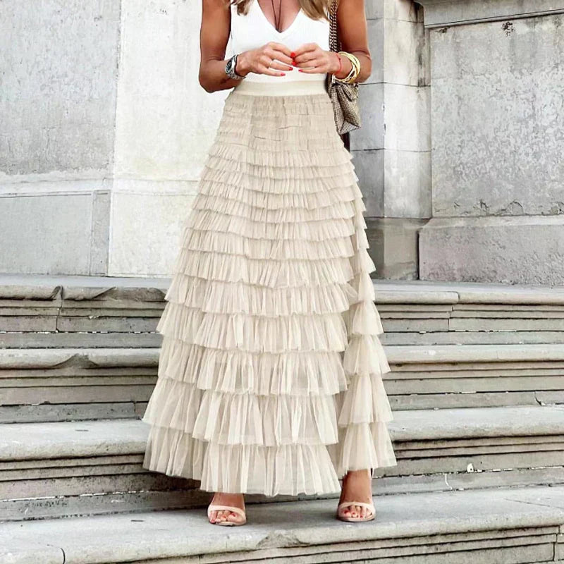Aaliya | Elegant Tulle Midi Skirt for Women