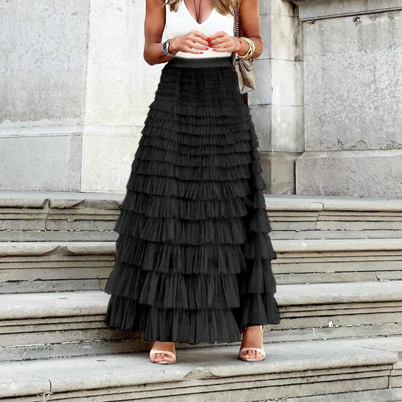 Aaliya | Elegant Tulle Midi Skirt for Women