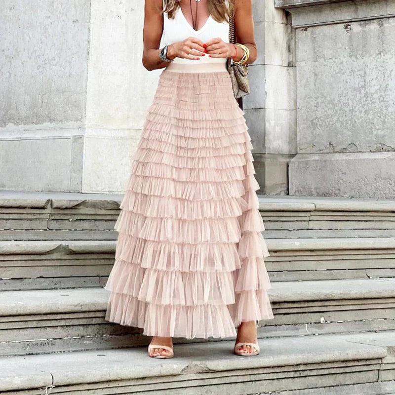 Aaliya | Elegant Tulle Midi Skirt for Women