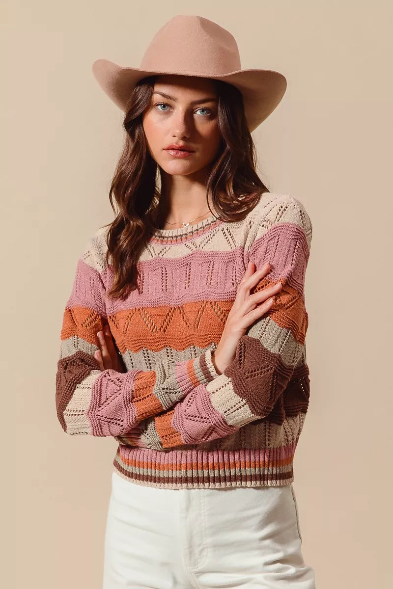 Aliyah | Women's Striped Long Knit Sweater