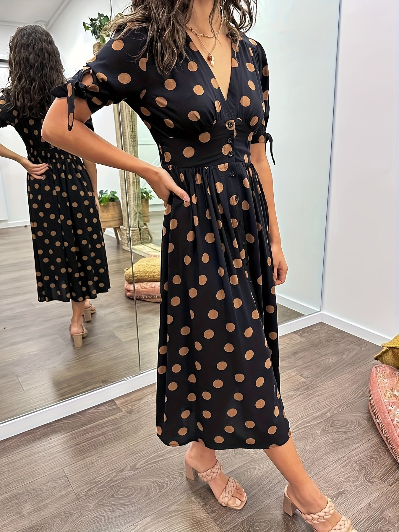 Kirsten | Stylish Polka Dot Midi Dress for Any Occasion