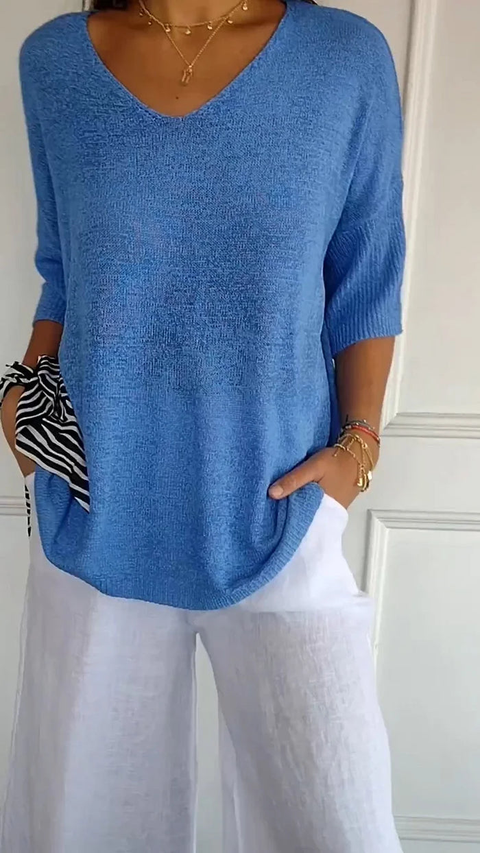 Adaline | Women's Oversized V-Neck Sweater Top