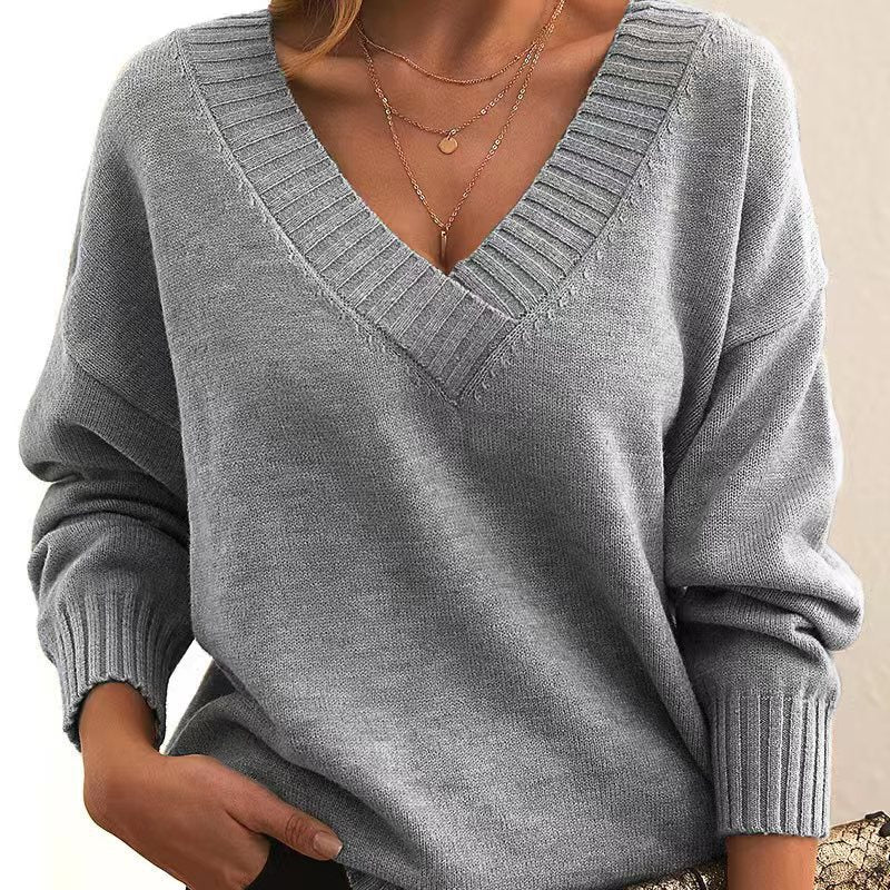 Alversa | Women's Oversized V-Neck Sweater