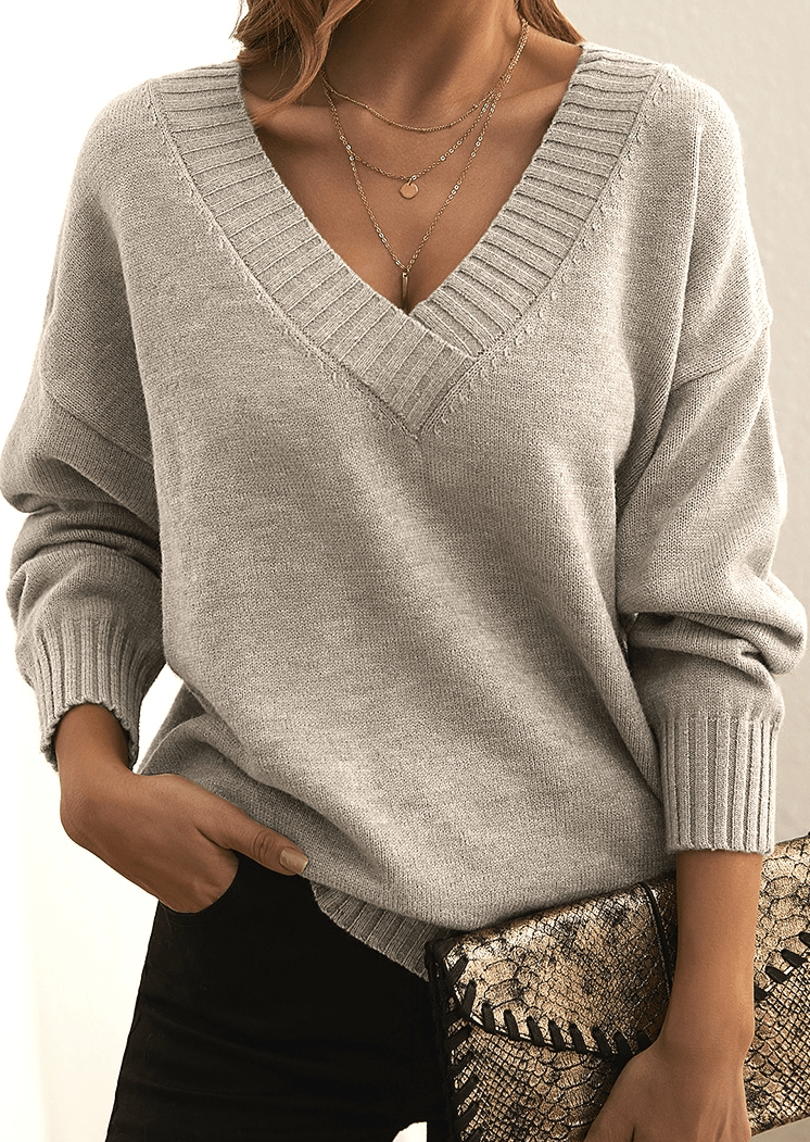 Alversa | Women's Oversized V-Neck Sweater