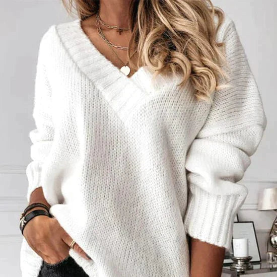 Alversa | Women's Oversized V-Neck Sweater