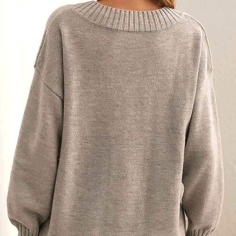 Alversa | Women's Oversized V-Neck Sweater