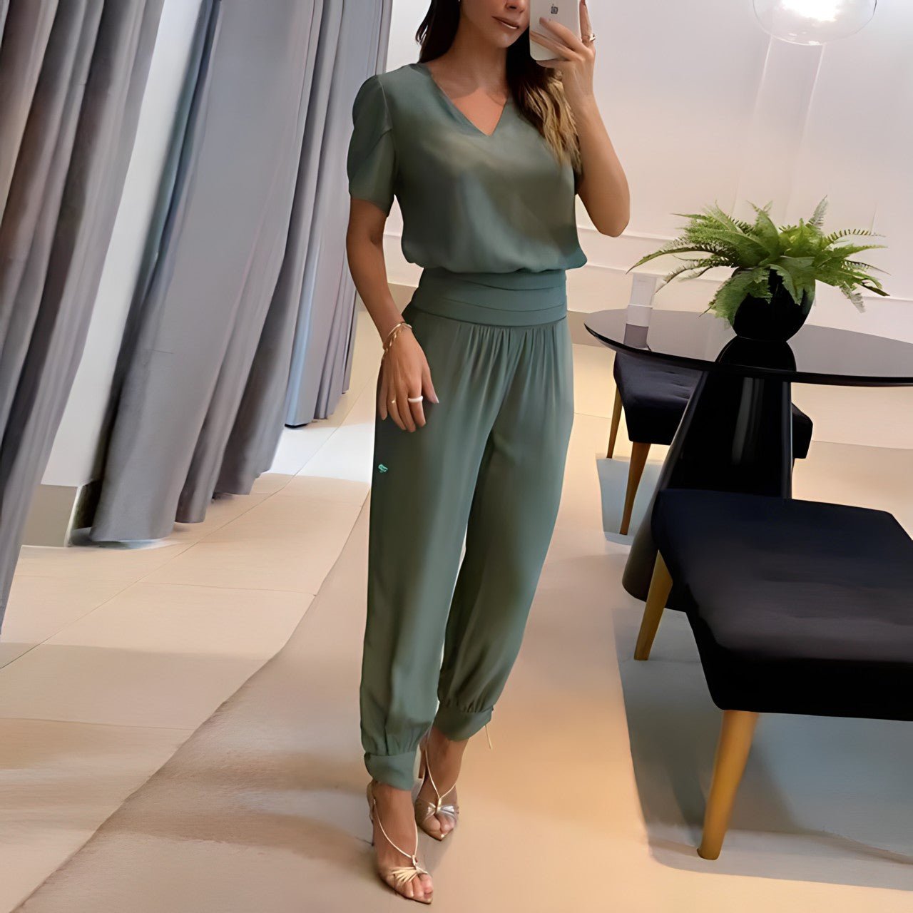 Ashley | Chic Printed V-Neck Set