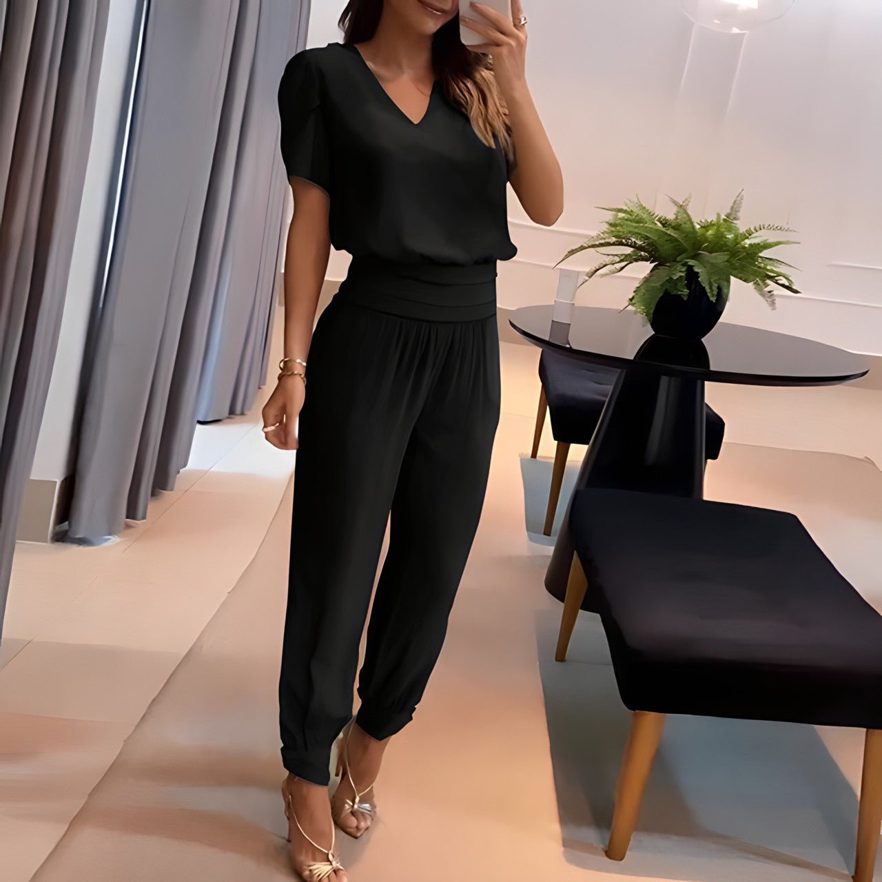 Ashley | Chic Printed V-Neck Set