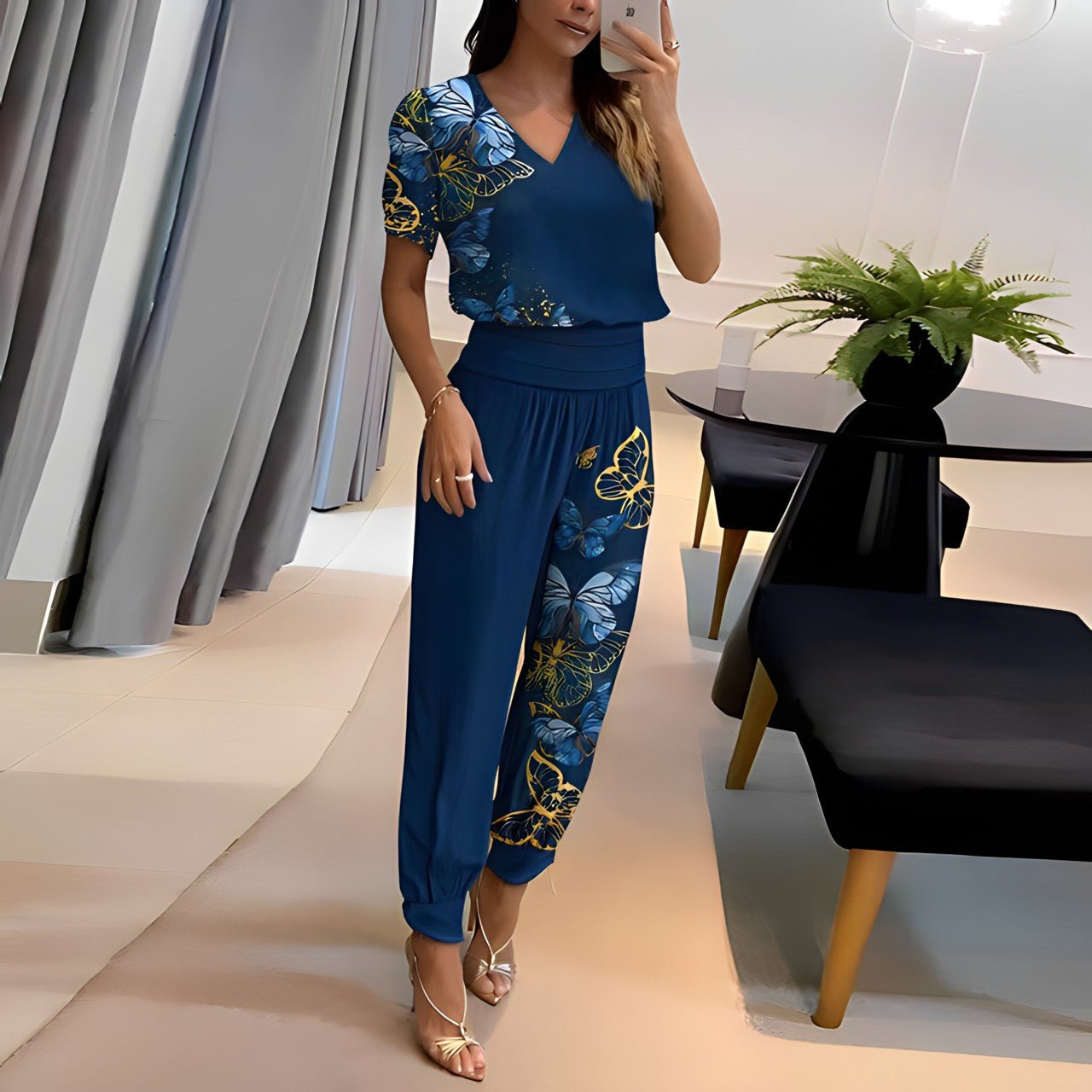 Ashley | Chic Printed V-Neck Set