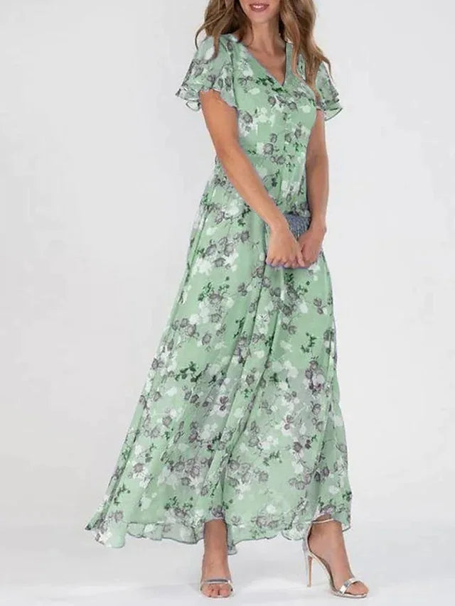 Greta | Women's V-Neck Floral Maxi Dress