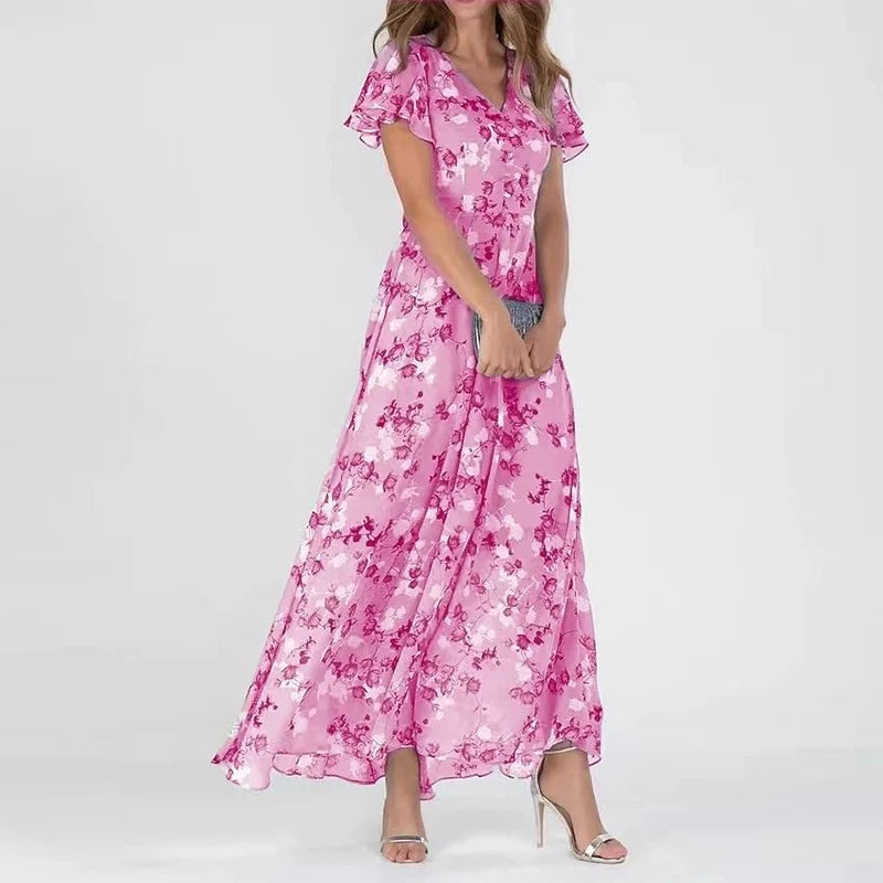 Greta | Women's V-Neck Floral Maxi Dress