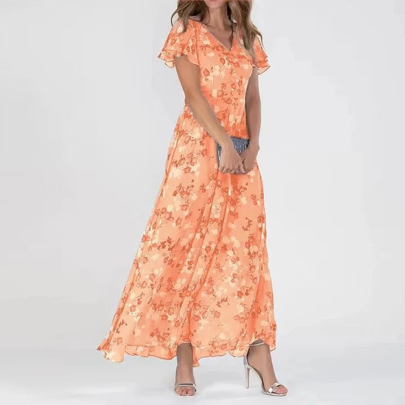 Greta | Women's V-Neck Floral Maxi Dress