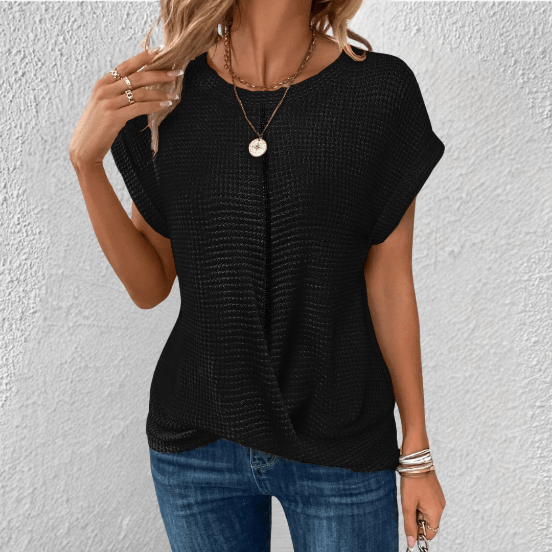 Adriana | Women's Twist Front Waffle Knit Top