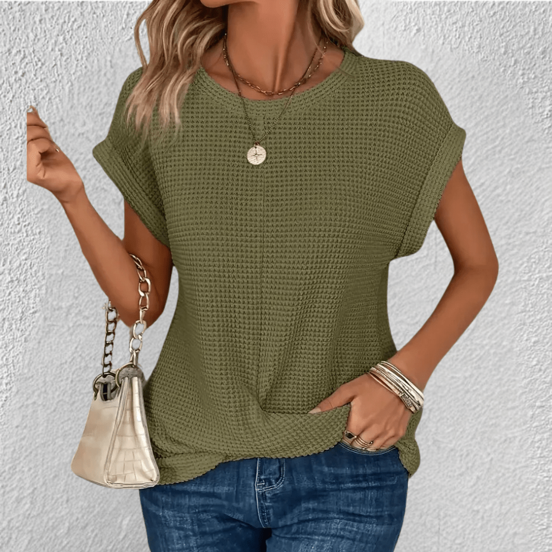 Adriana | Women's Twist Front Waffle Knit Top