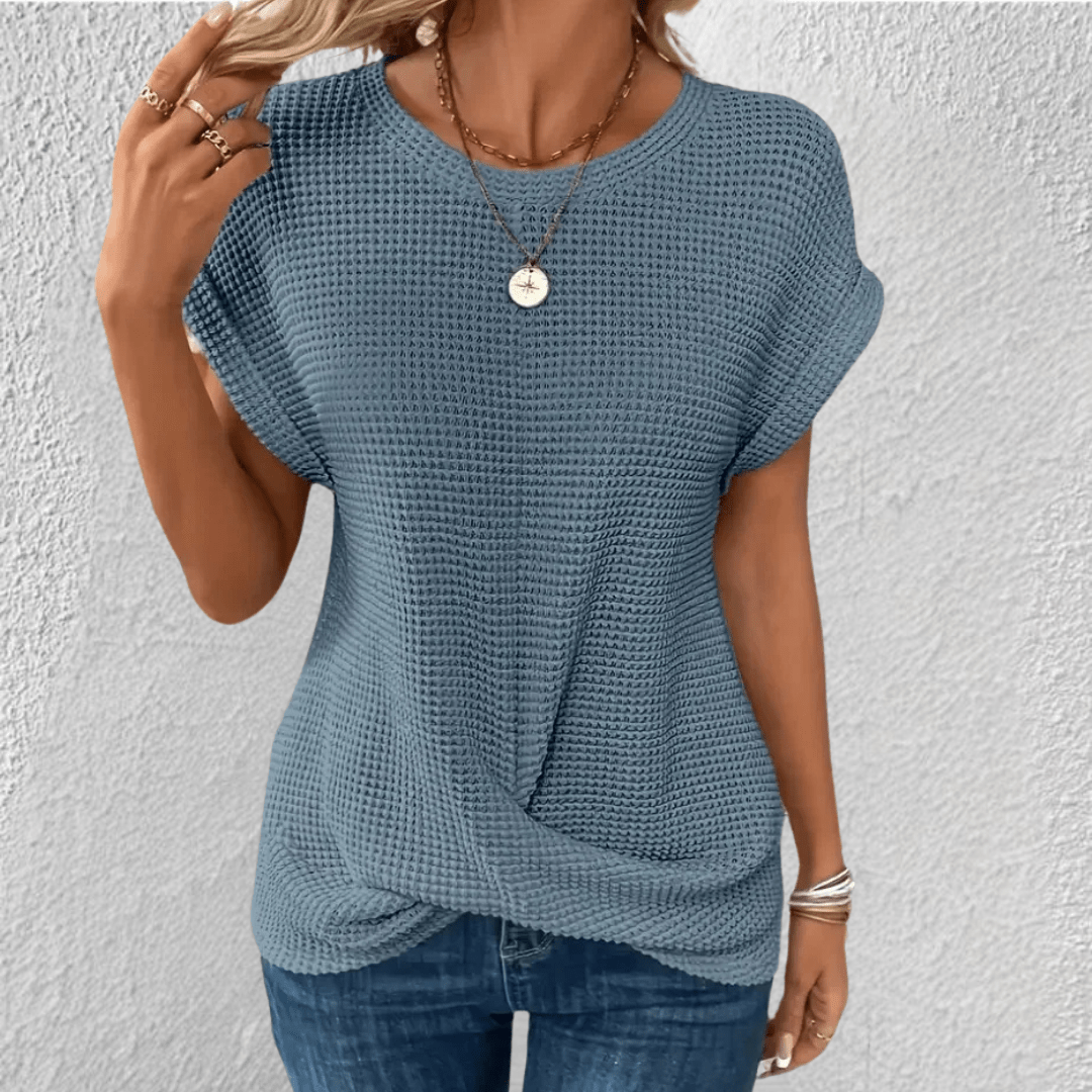 Adriana | Women's Twist Front Waffle Knit Top