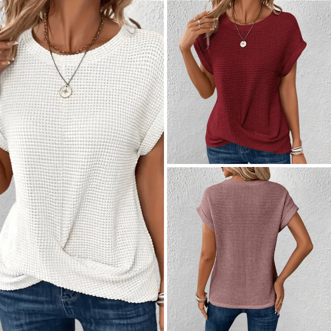 Adriana | Women's Twist Front Waffle Knit Top