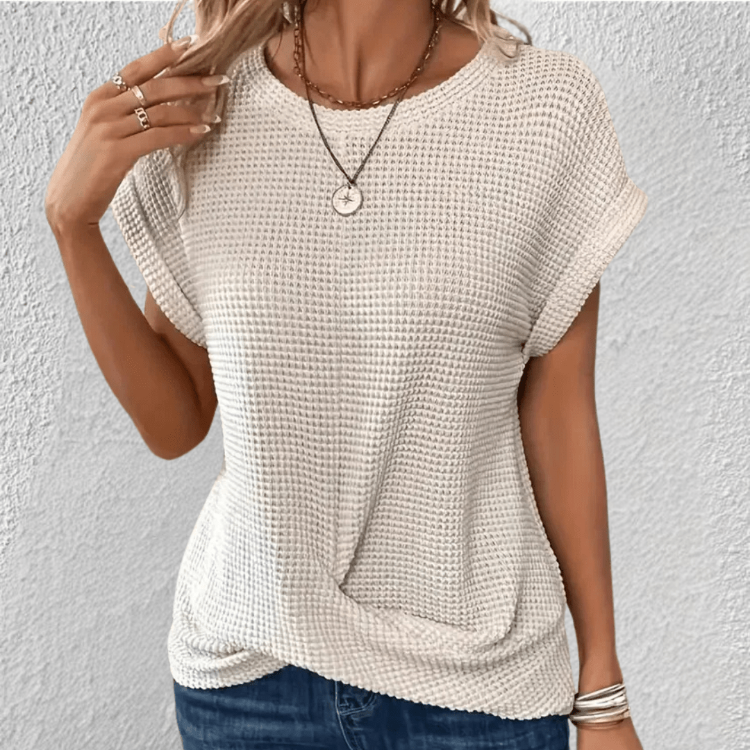 Adriana | Women's Twist Front Waffle Knit Top