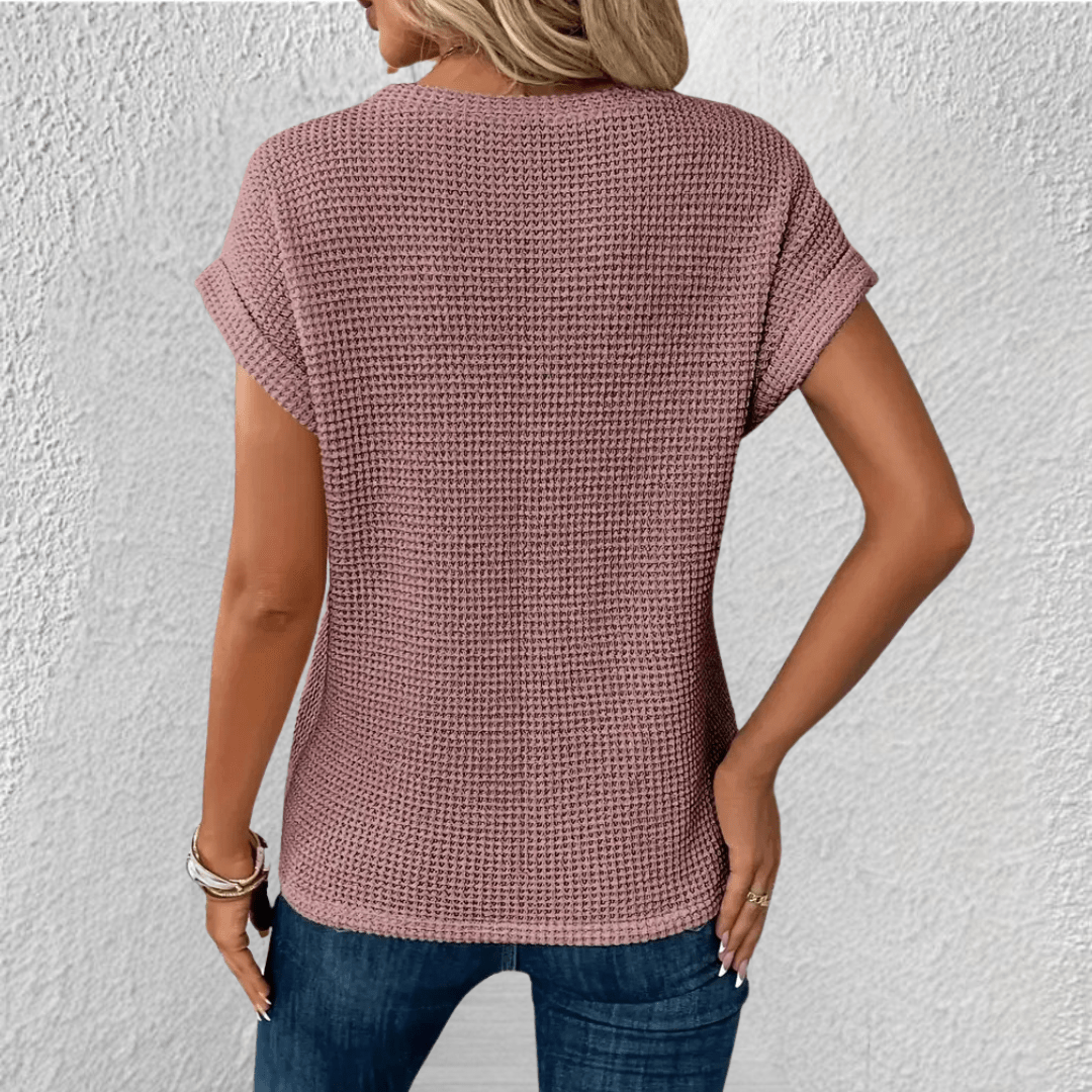 Adriana | Women's Twist Front Waffle Knit Top
