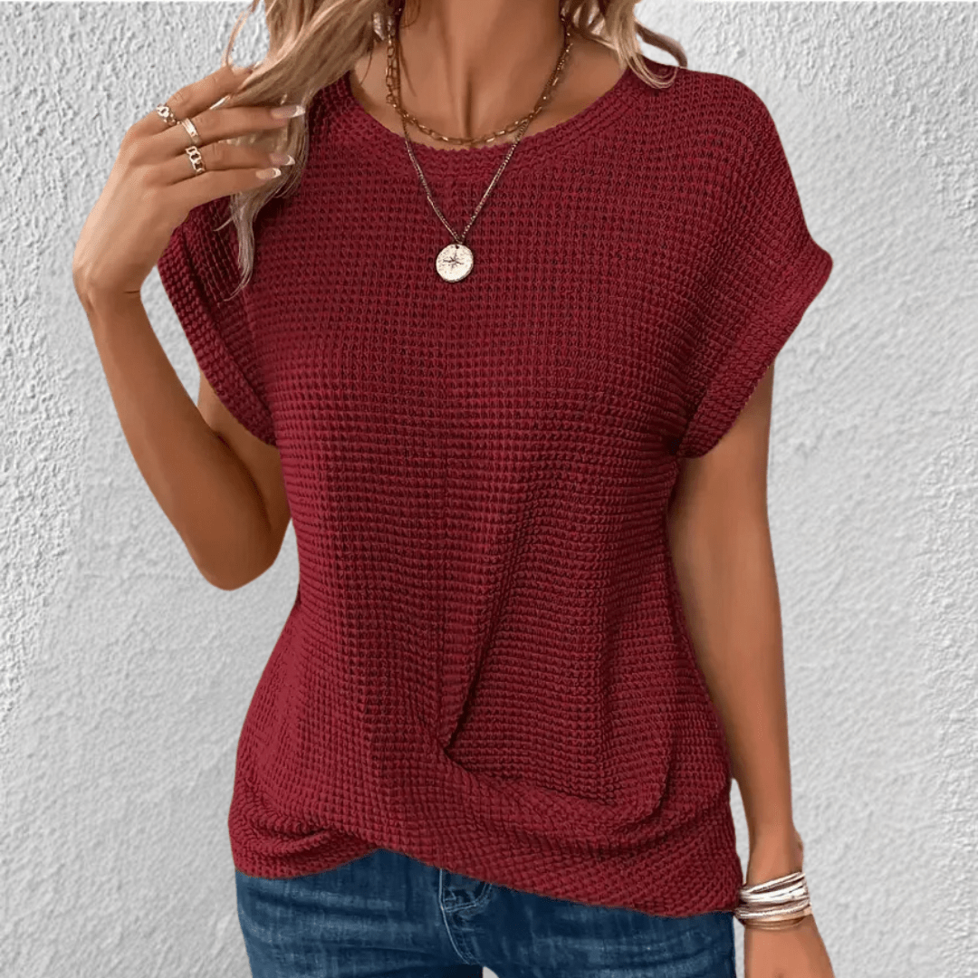 Adriana | Women's Twist Front Waffle Knit Top