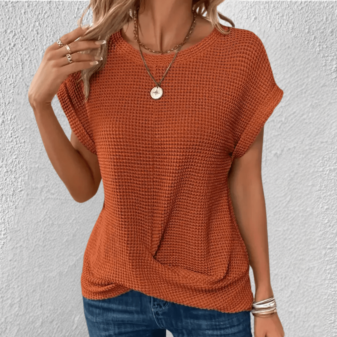 Adriana | Women's Twist Front Waffle Knit Top