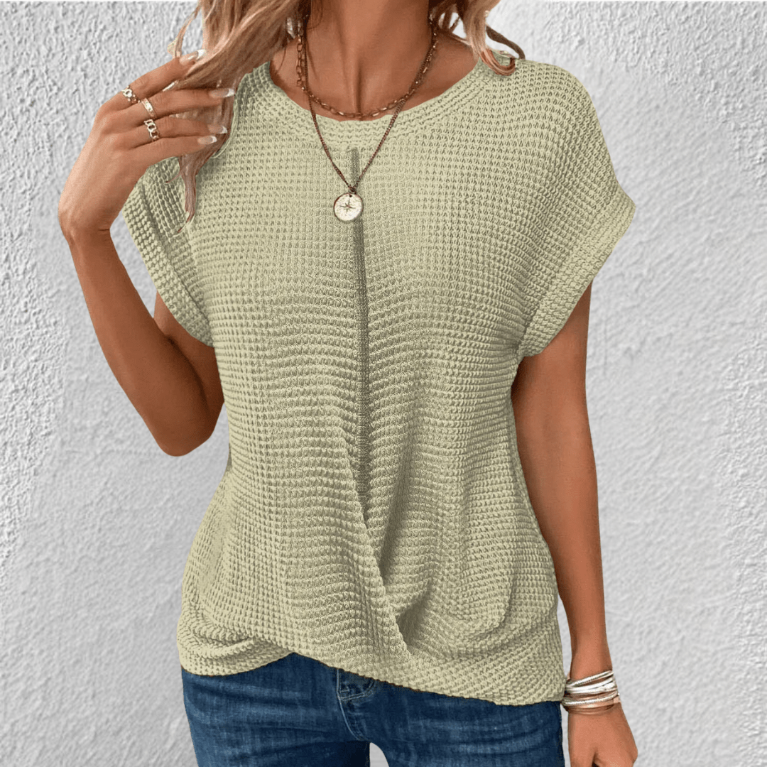 Adriana | Women's Twist Front Waffle Knit Top
