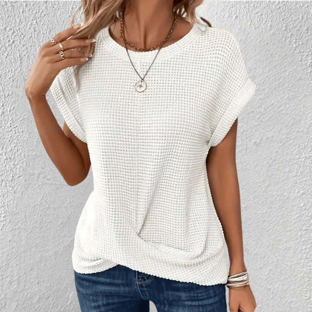 Adriana | Women's Twist Front Waffle Knit Top