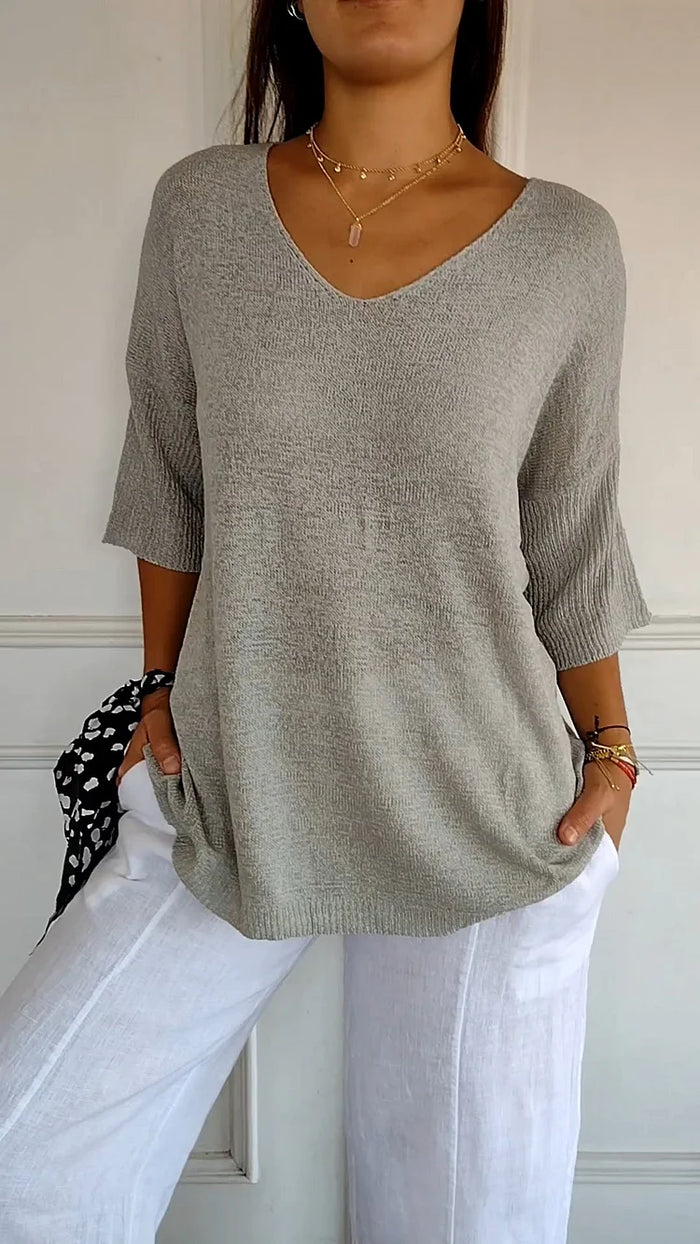 Adaline | Women's Oversized V-Neck Sweater Top