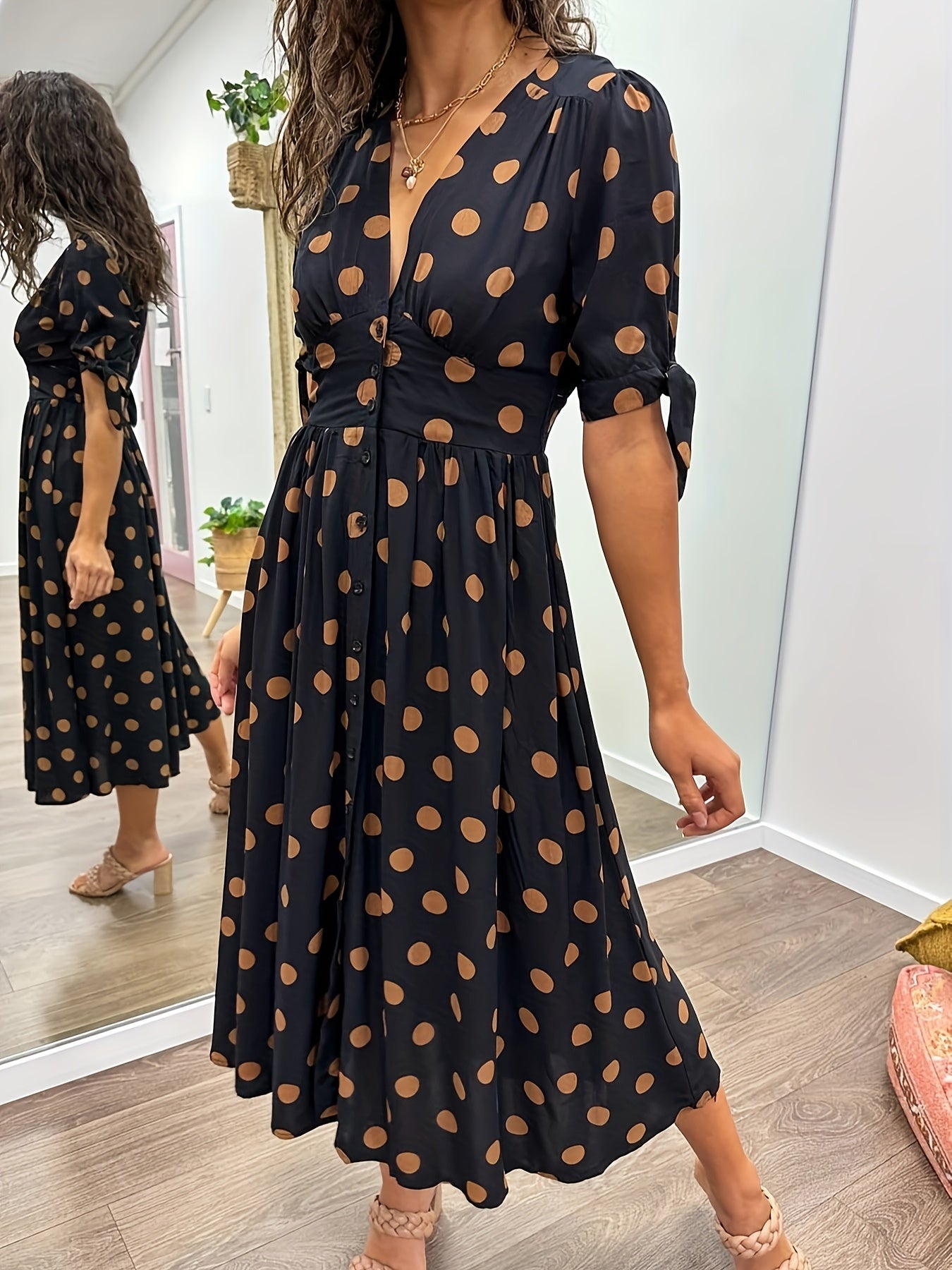 Kirsten | Stylish Polka Dot Midi Dress for Any Occasion