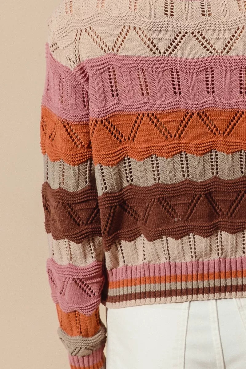 Aliyah | Women's Striped Long Knit Sweater