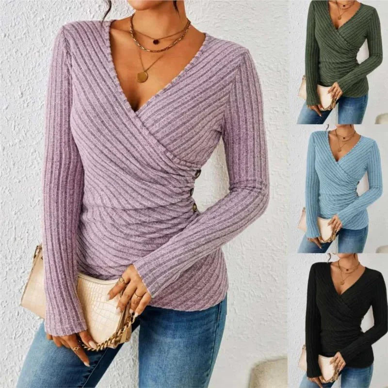 Agatha | Women's Long Sleeve V-Neck Wrap Top