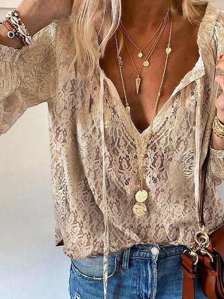 Crystal | Chic Boho Blouse with Stylish Cutout Neckline