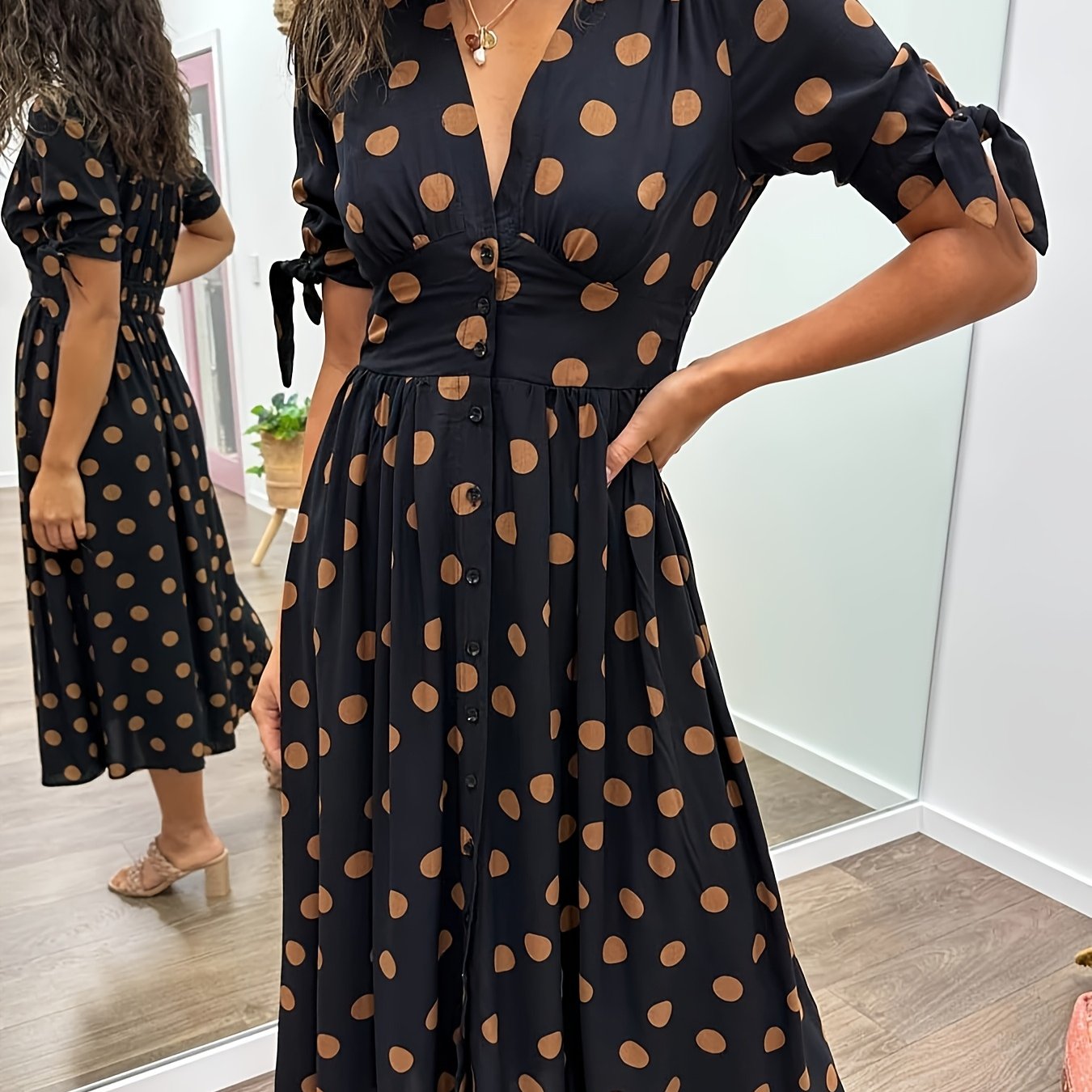 Kirsten | Stylish Polka Dot Midi Dress for Any Occasion